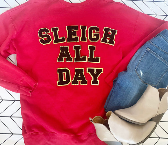 Sleigh All Day Glitter Patch Tee/Sweatshirt