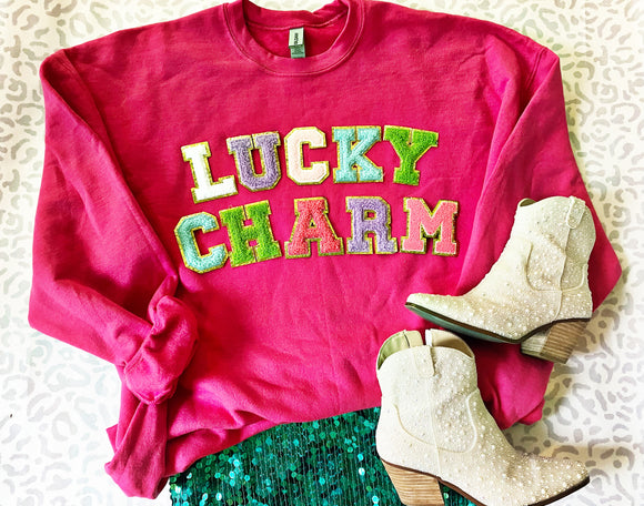 Lucky Charm St Patrick’s Day Glitter Patch Tee/Sweatshirt