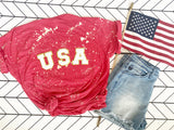 USA Chenille Patch Patriotic Bleached Tee