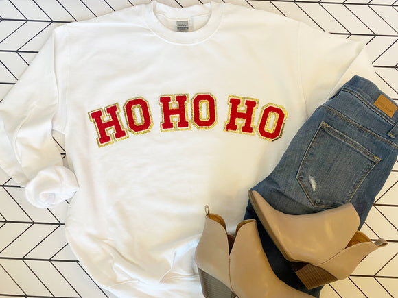 Ho Ho Ho Glitter Patch Tee/Sweatshirt