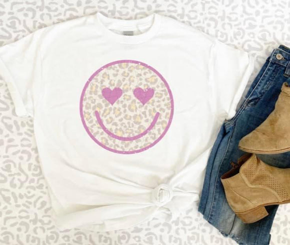 Pink Leopard Smilie Tee/Sweatshirt