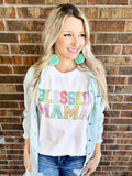 Blessed Mama Glitter Letter Tee/Sweatshirt