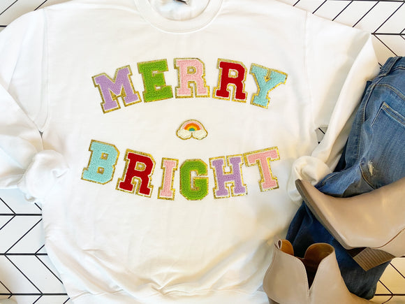 Merry N Bright Glitter Patch Tee/Sweatshirt