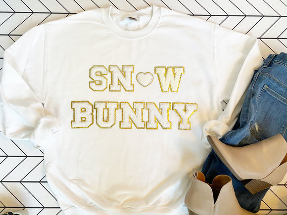 Snow Bunny Glitter Patch Tee/Sweatshirt