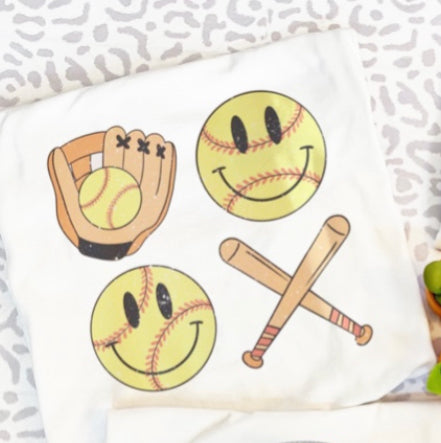 Smilie Softball Bat & Glove Tee/Sweatshirt