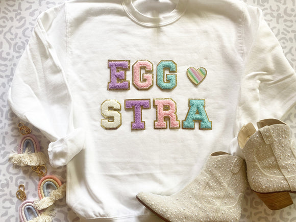 Eggstra Extra Easter Chenille Glitter Patch Tee/Sweatshirt