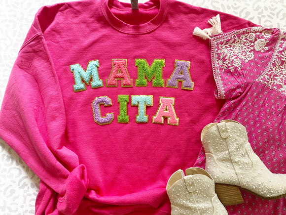 Mamacita Mama Mom Glitter Patch Tee/Sweatshirt