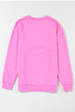 Bright Pink MAMA Letter Embossed Casual Sweatshirt