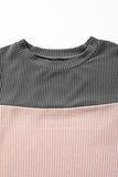 Black Rib Textured Colorblock T Shirt