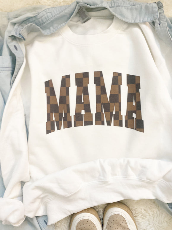 Brown Checkered Mama Sweatshirt