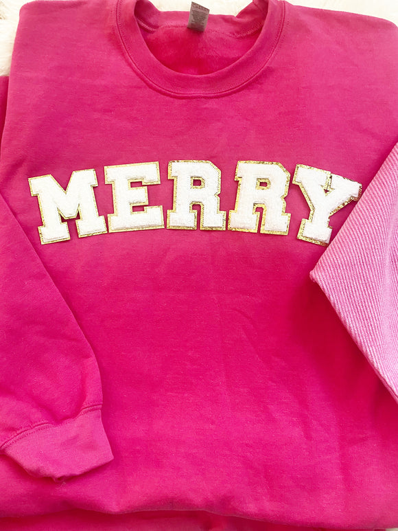 Pink sales merry sweatshirt
