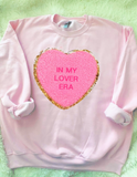In My Lover Era Conversation Heart Chenille Glitter Patch Sweatshirt