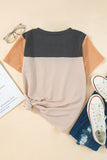 Black Rib Textured Colorblock T Shirt