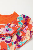 Orange Ribbed Knit Tiered Ruffled Sleeve Bodysuit