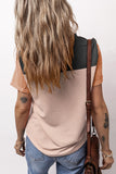 Black Rib Textured Colorblock T Shirt