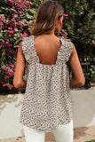 Ditsy Floral Ruffled Square Neck Sleeveless Tank