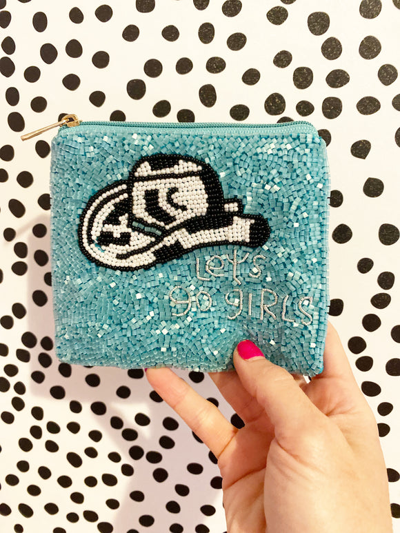 Let’s Go Girls Cowboy Hat Teal Beaded Bag