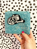 Let’s Go Girls Cowboy Hat Teal Beaded Bag