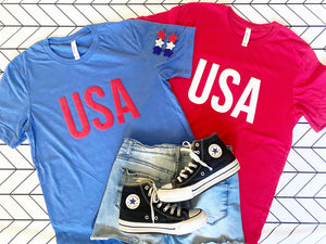 Puff Print USA Patriotic Blue Tee