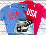 Puff Print USA Patriotic Blue Tee