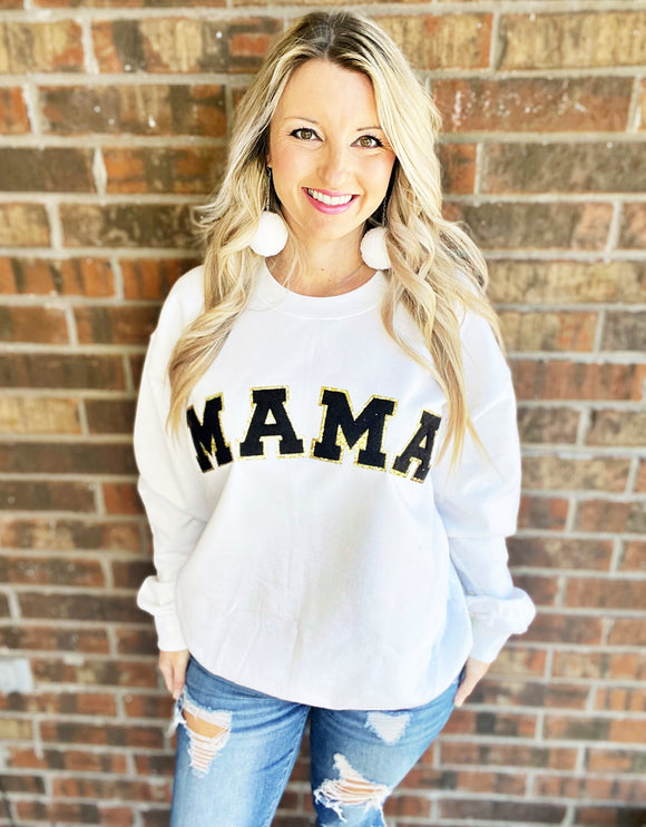 Black Mama Glitter Patch Tee/Sweatshirt