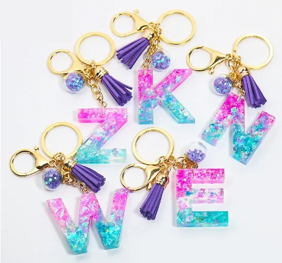 Sparkle Alphabet Letter Keychain