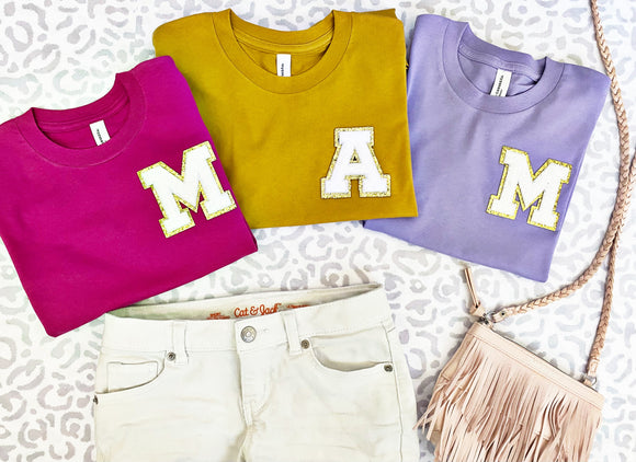 MOMMY & ME Matching Glitter Initial Tee/Sweatshirt